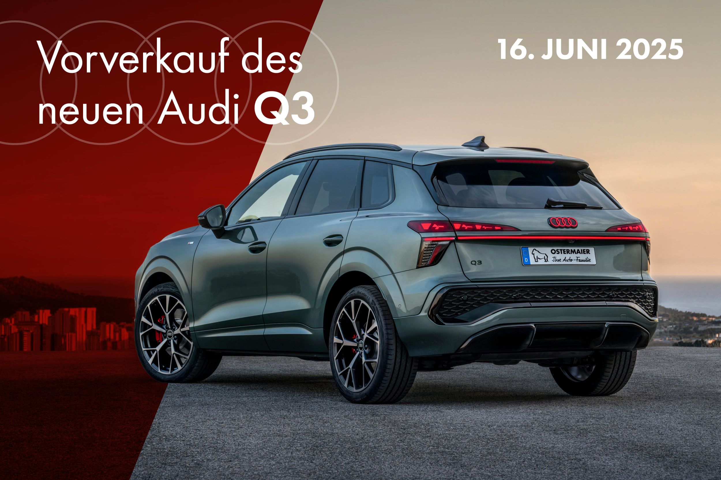 Der Audi Q3 vor einem Horizont