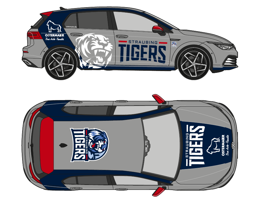 Graue VW Golf mit Tigers Beklebung Spieler Edition